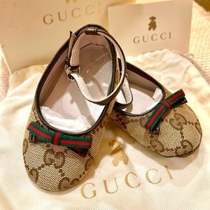 Gucci Original GG Print Mary Jane Baby Girl Shoes